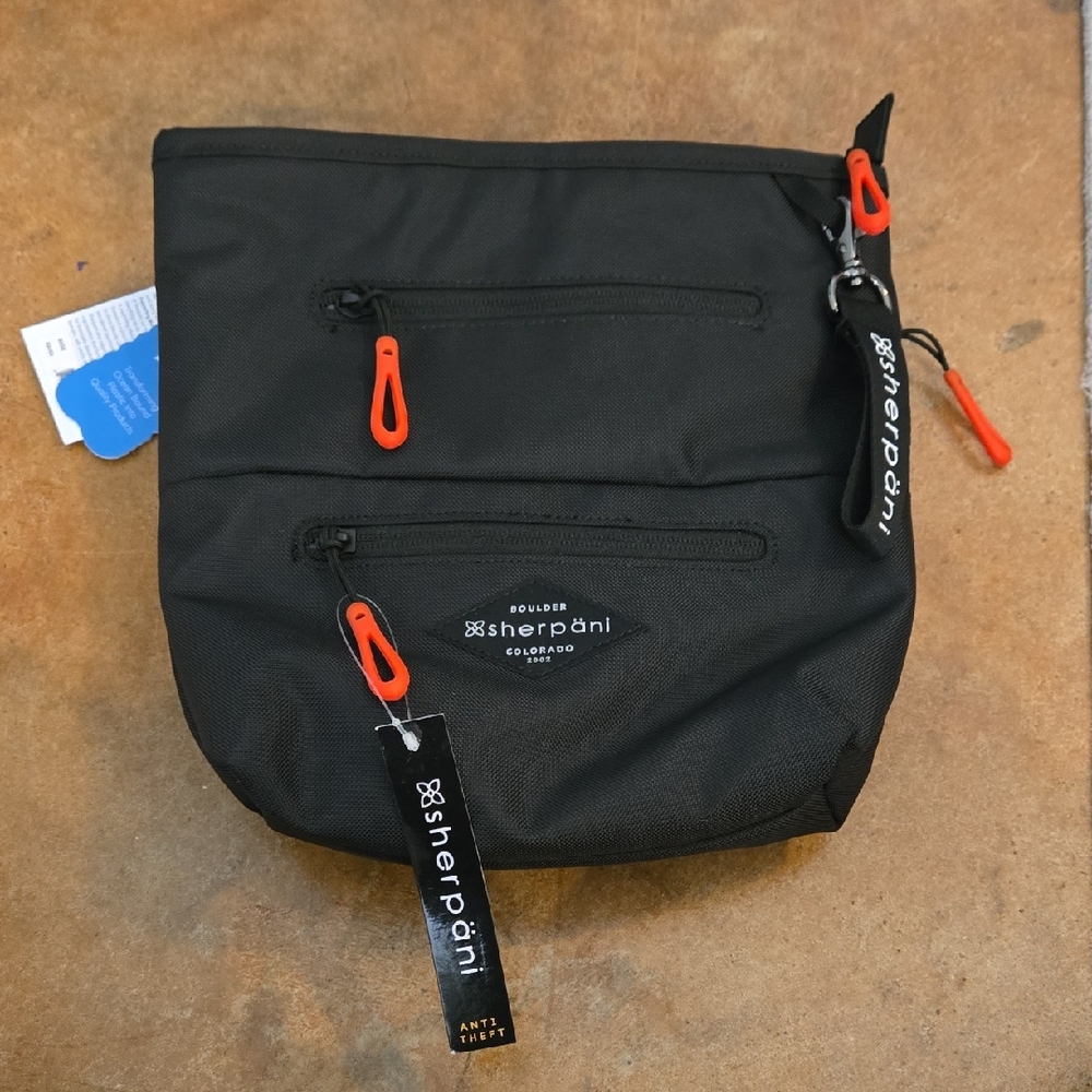 Sherpani Black Belt Bag with Red Zippers